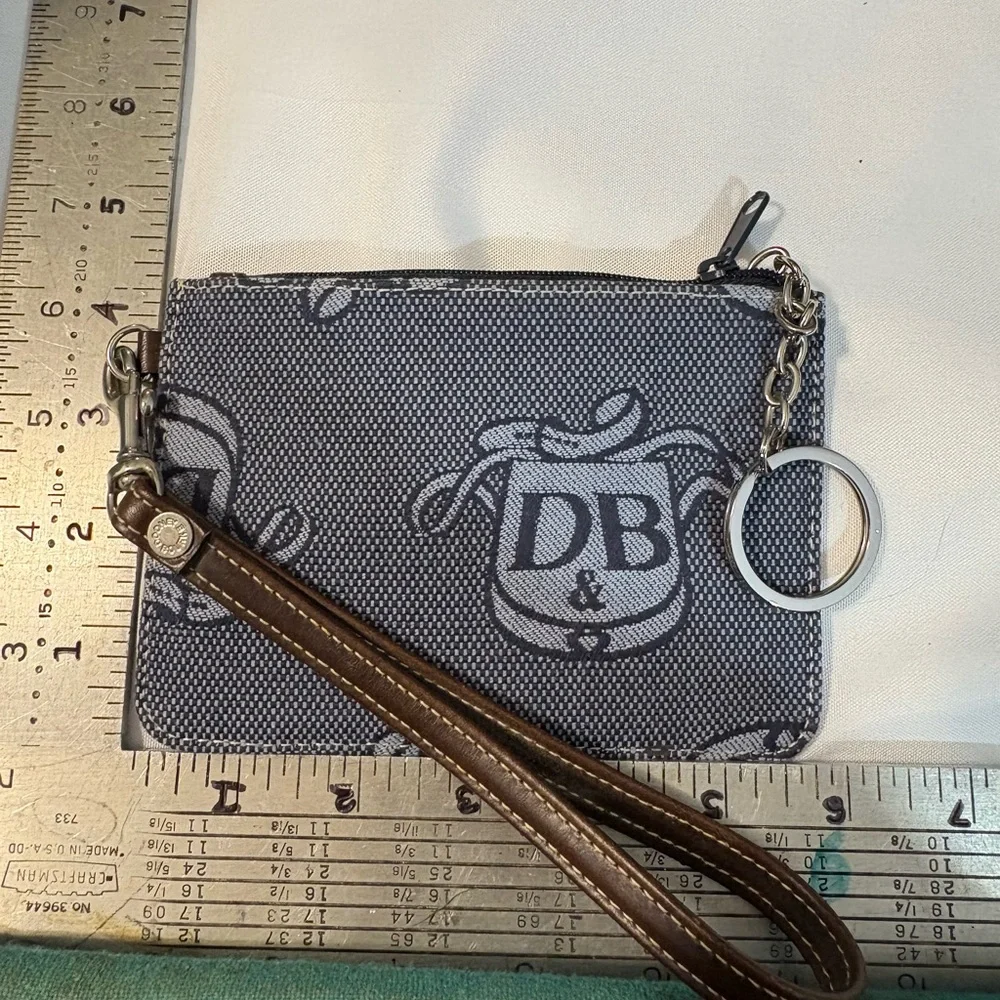 Dooney & Bourke Signature‎ Donegal DB Gray Large Dome Satchel Purse Leather Trim